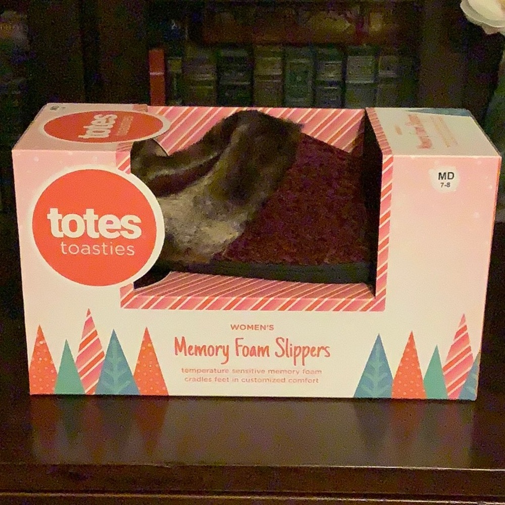 Totes Toasties Women's Memory Foam Chenille Slippers Medium 7-8, Color Henna